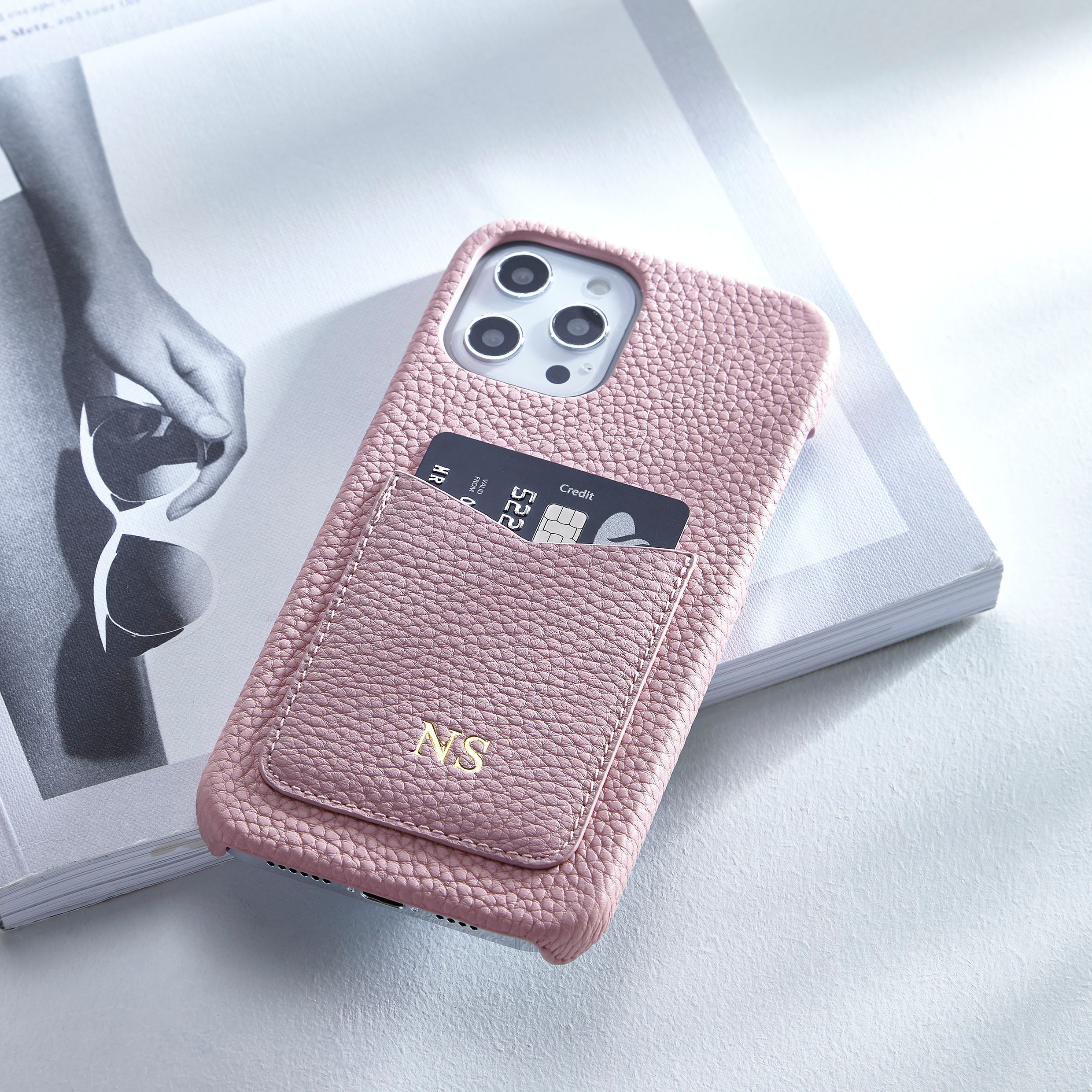 Rose Pink Personalised Saffiano Leather Phone Case with Contrasting Bu –  Willow of London