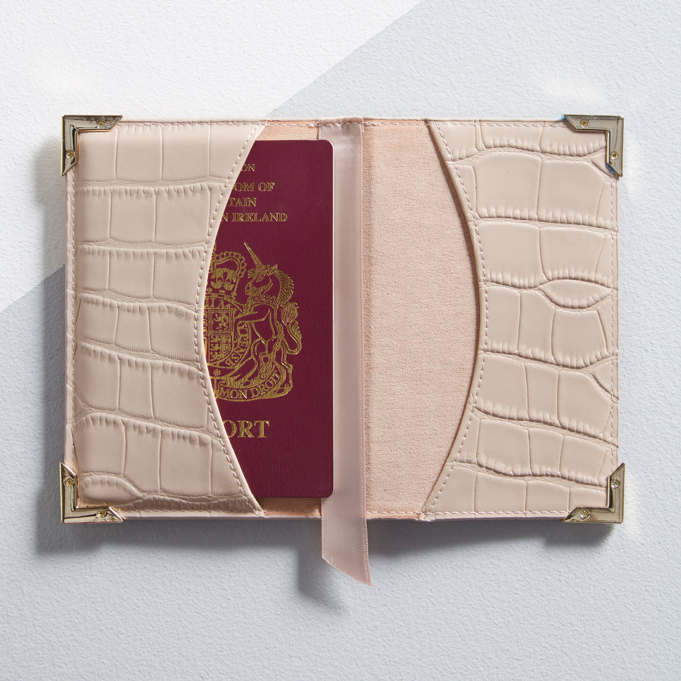 Personalised Leather Mock Croc Passport Cover - Blush