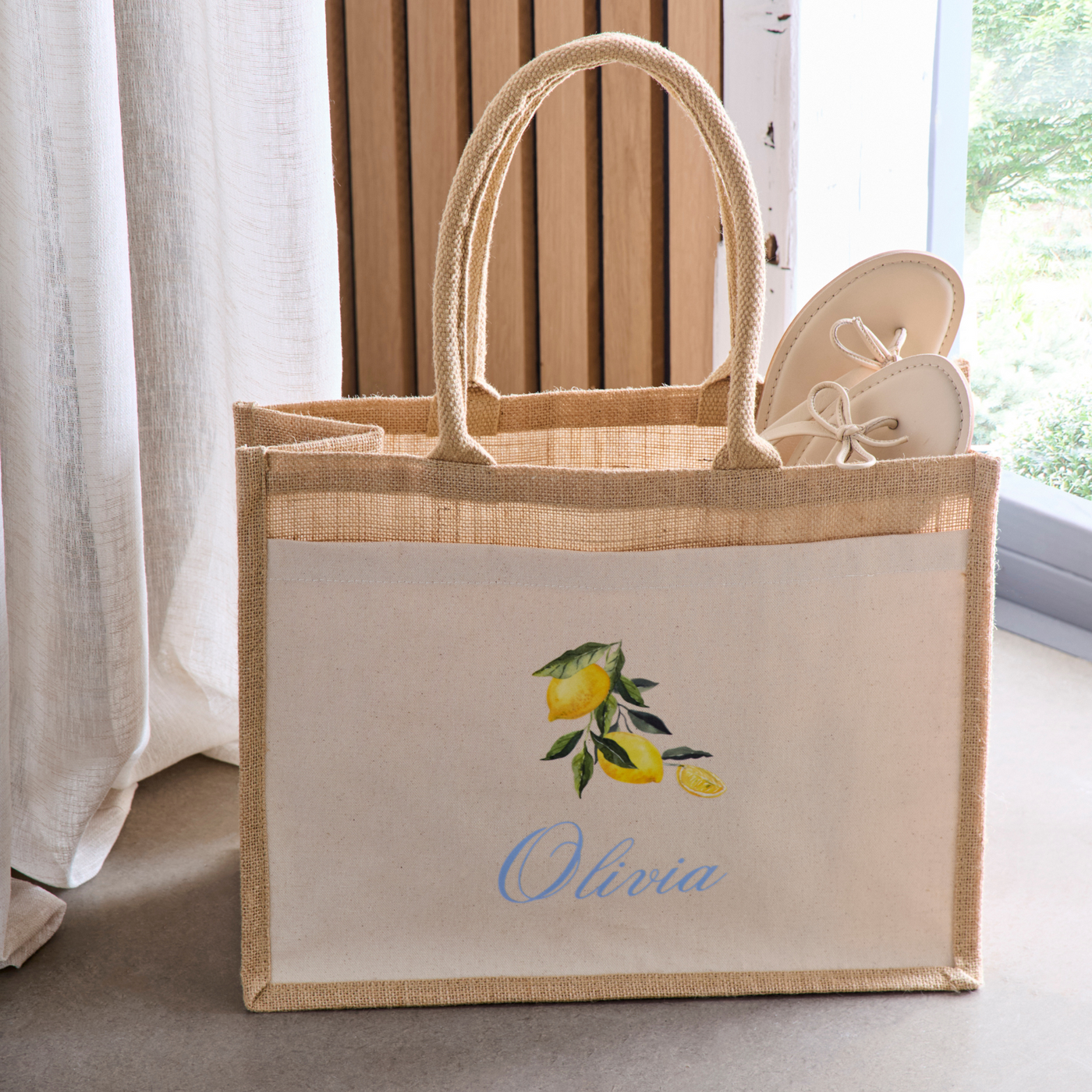 Jute Lemon Tote | Set of Two