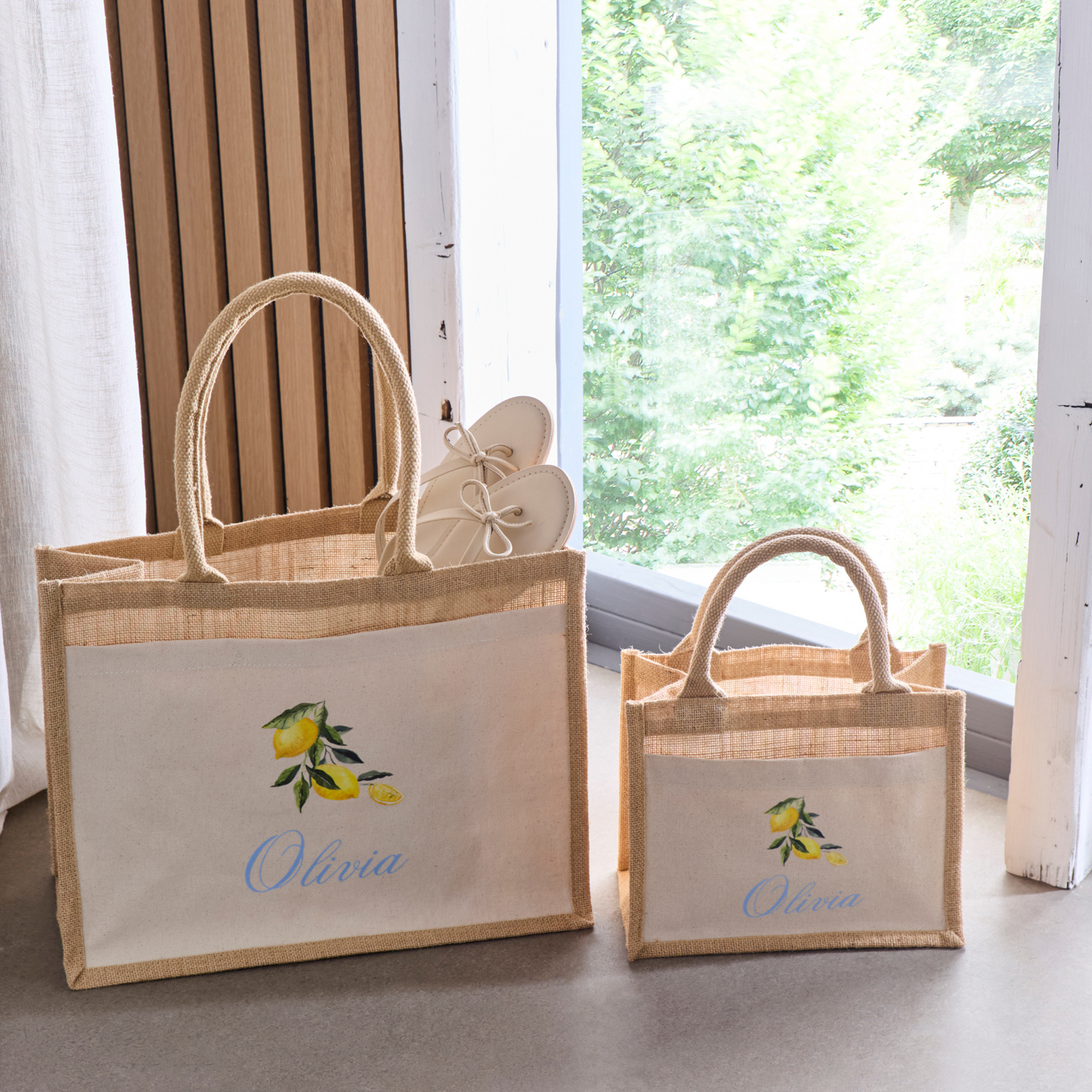 Jute Lemon Tote | Set of Two