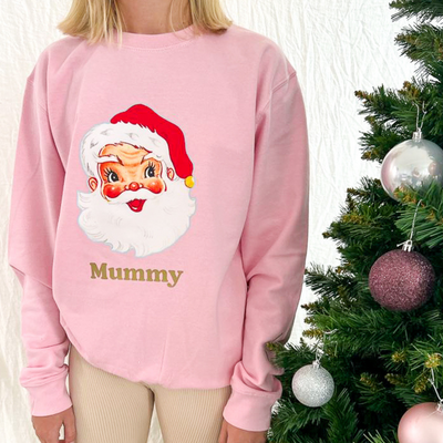 Personalised Retro Santa Sweatshirt | Pink