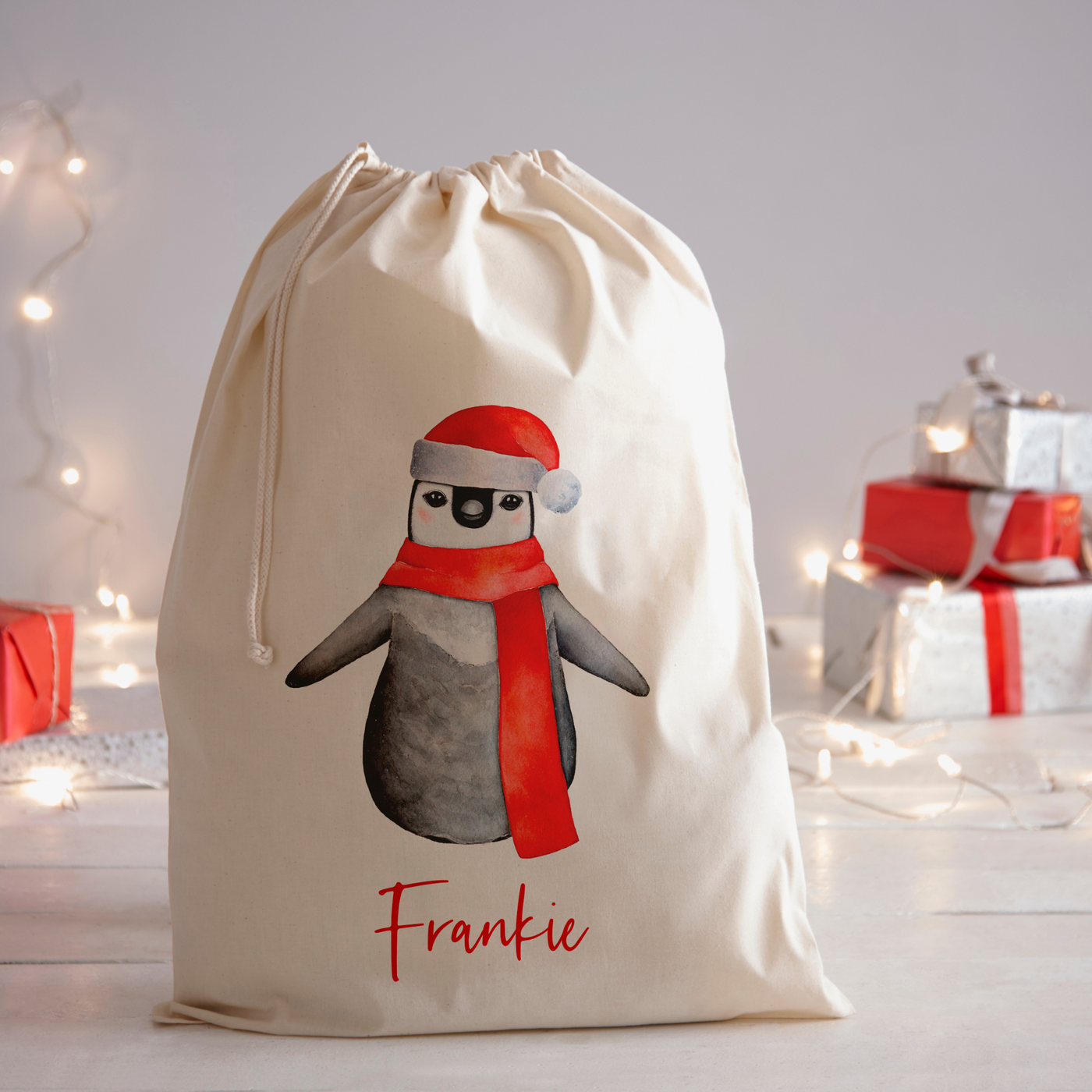 Personalised Santa Sack | Christmas Penguin