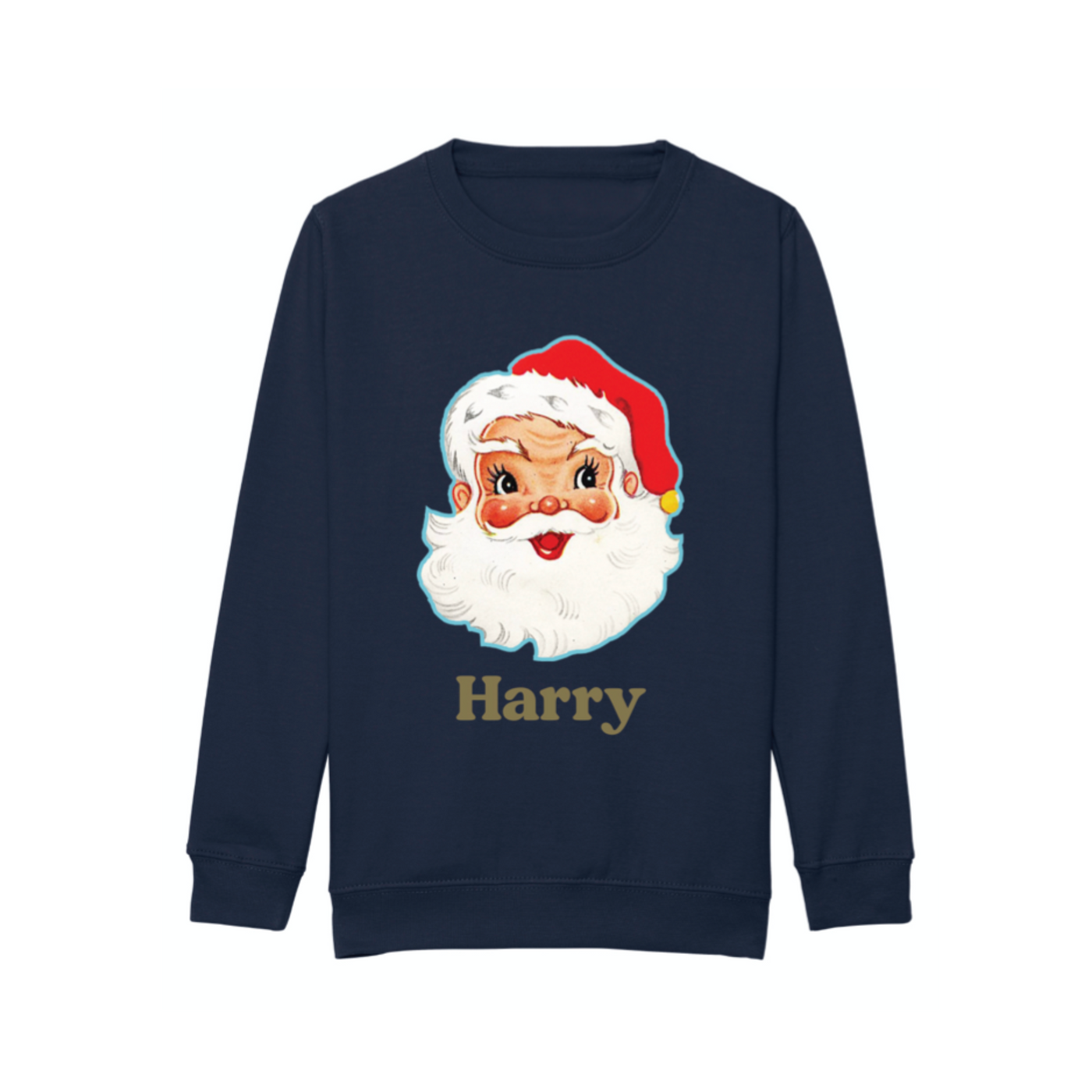 Kids Retro Santa Personalised Sweatshirt | Navy