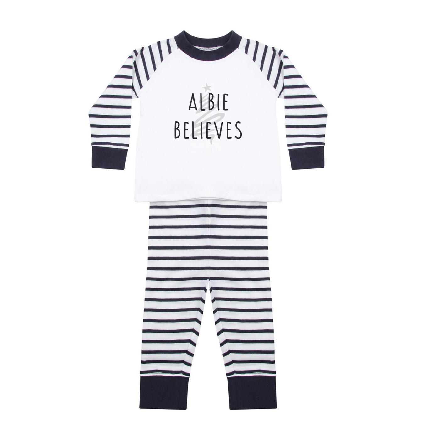 I Believe Personalised Christmas Pyjamas | Young Children in Black