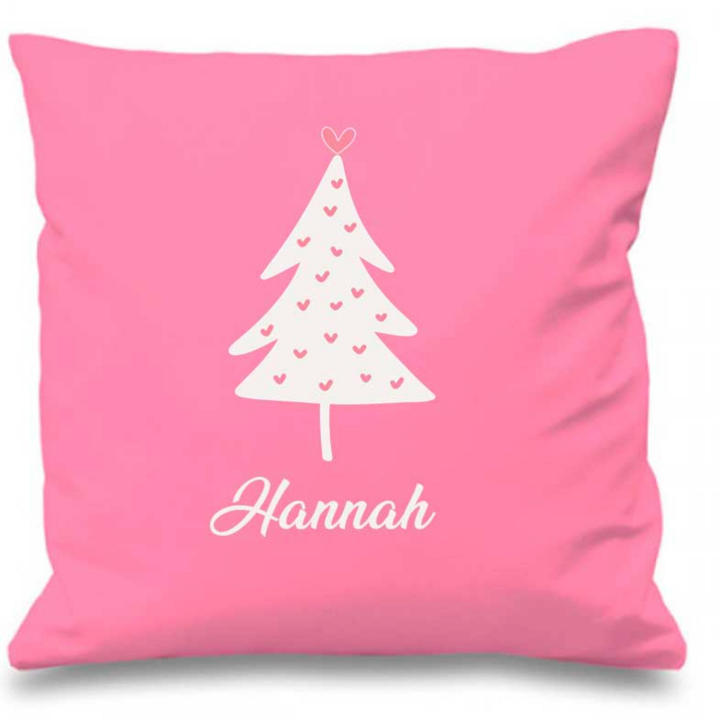 Pink Christmas Tree Personalised Cushion