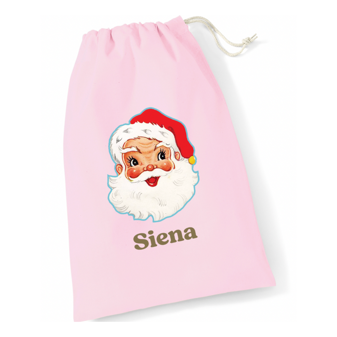 Personalised Santa Sack | Retro Santa in Pink