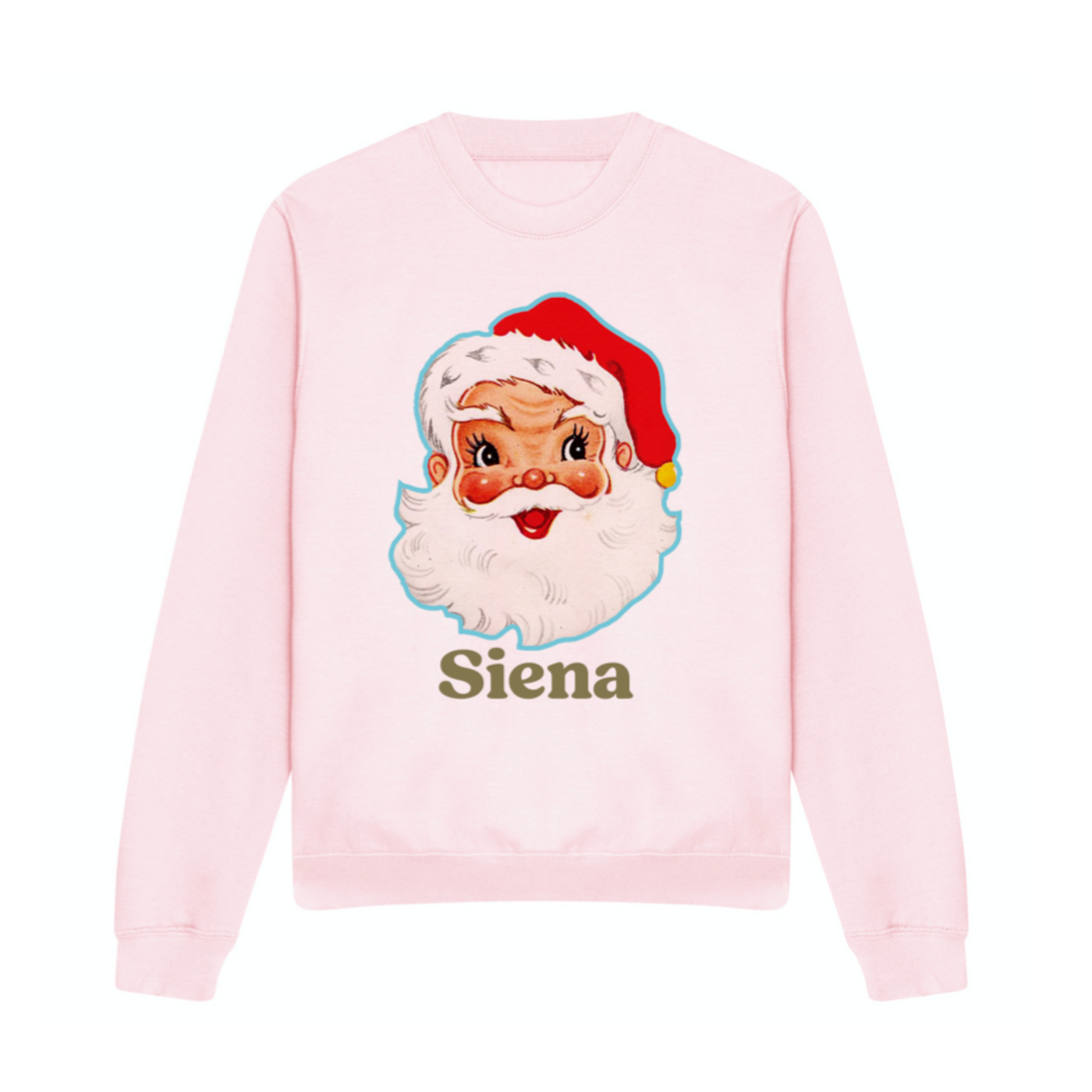 Kids Retro Santa Personalised Sweatshirt | Pink