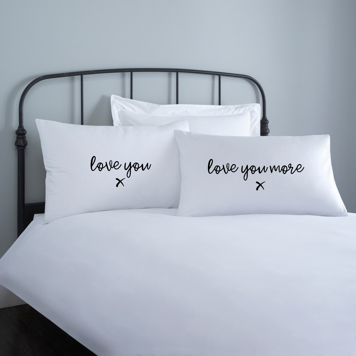 Sleepwish "I Love You More" Pillowcase Set - 2 Pack, White, 50x75cm (20x30"), Polyester Microfiber