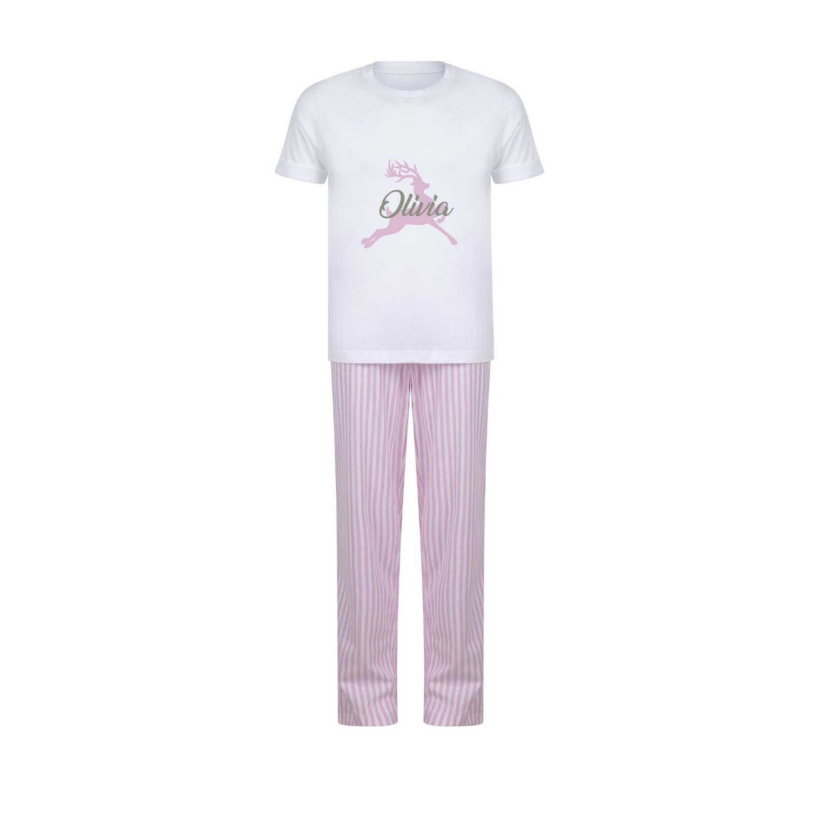Pink Reindeer Personalised Pyjamas | Kids