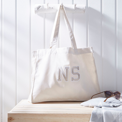 Large Tote with Embroidered Patches | Cream