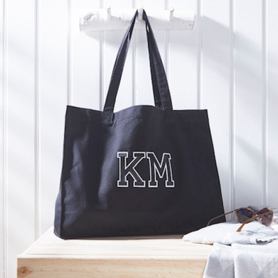 Large Tote with Embroidered Patches | Black