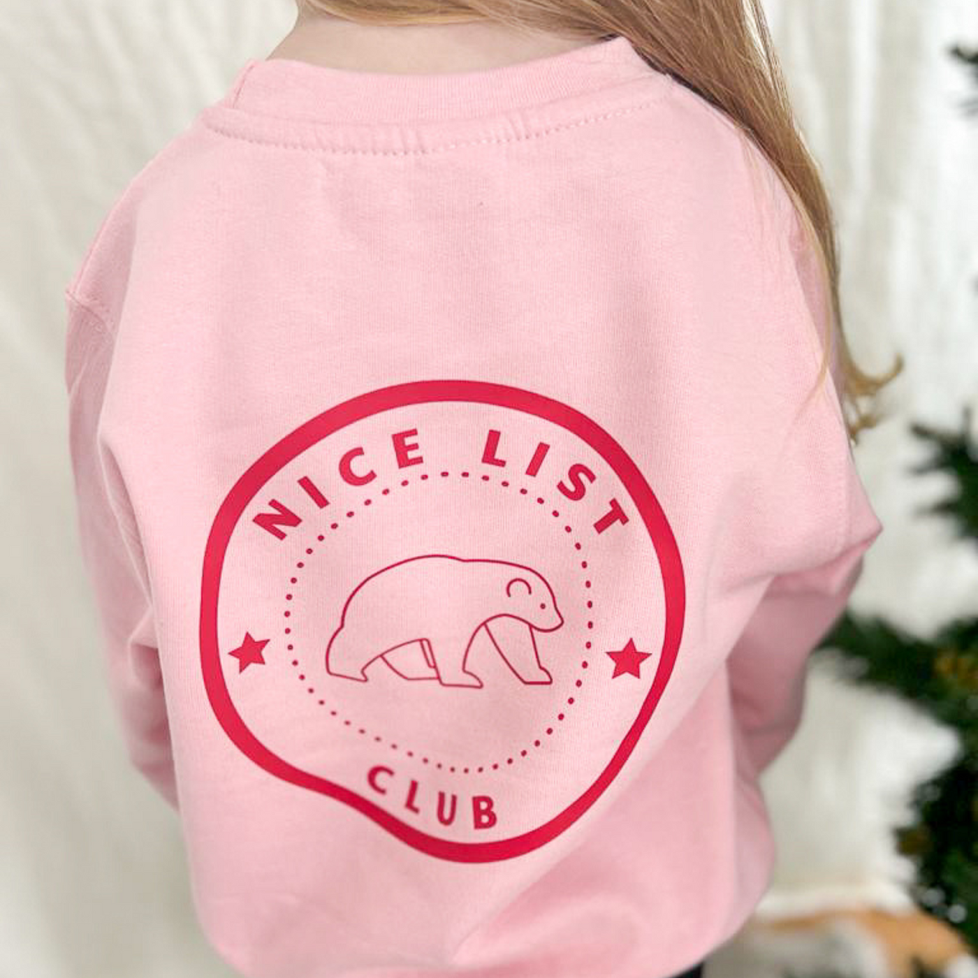 Kids Personalised Nice List Sweatshirt | Pink