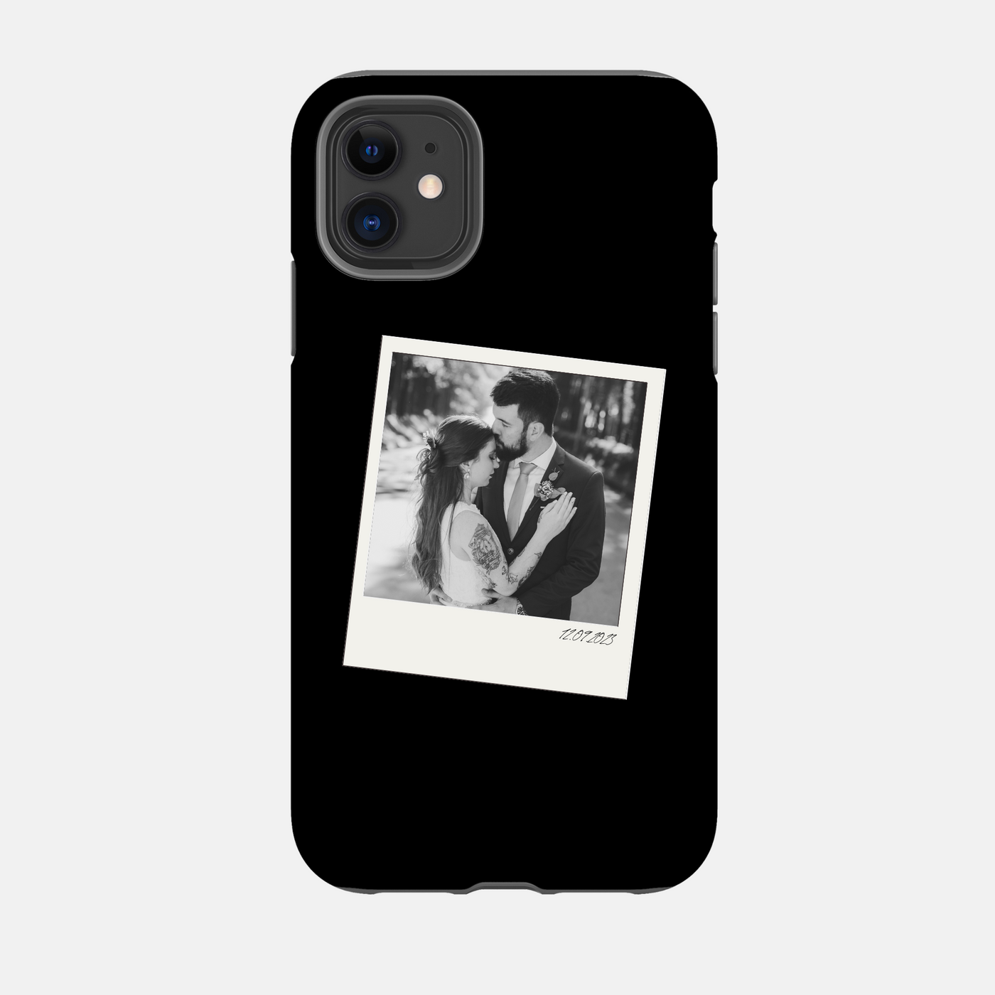 Personalised Phone Case | Wedding Polaroid in Black