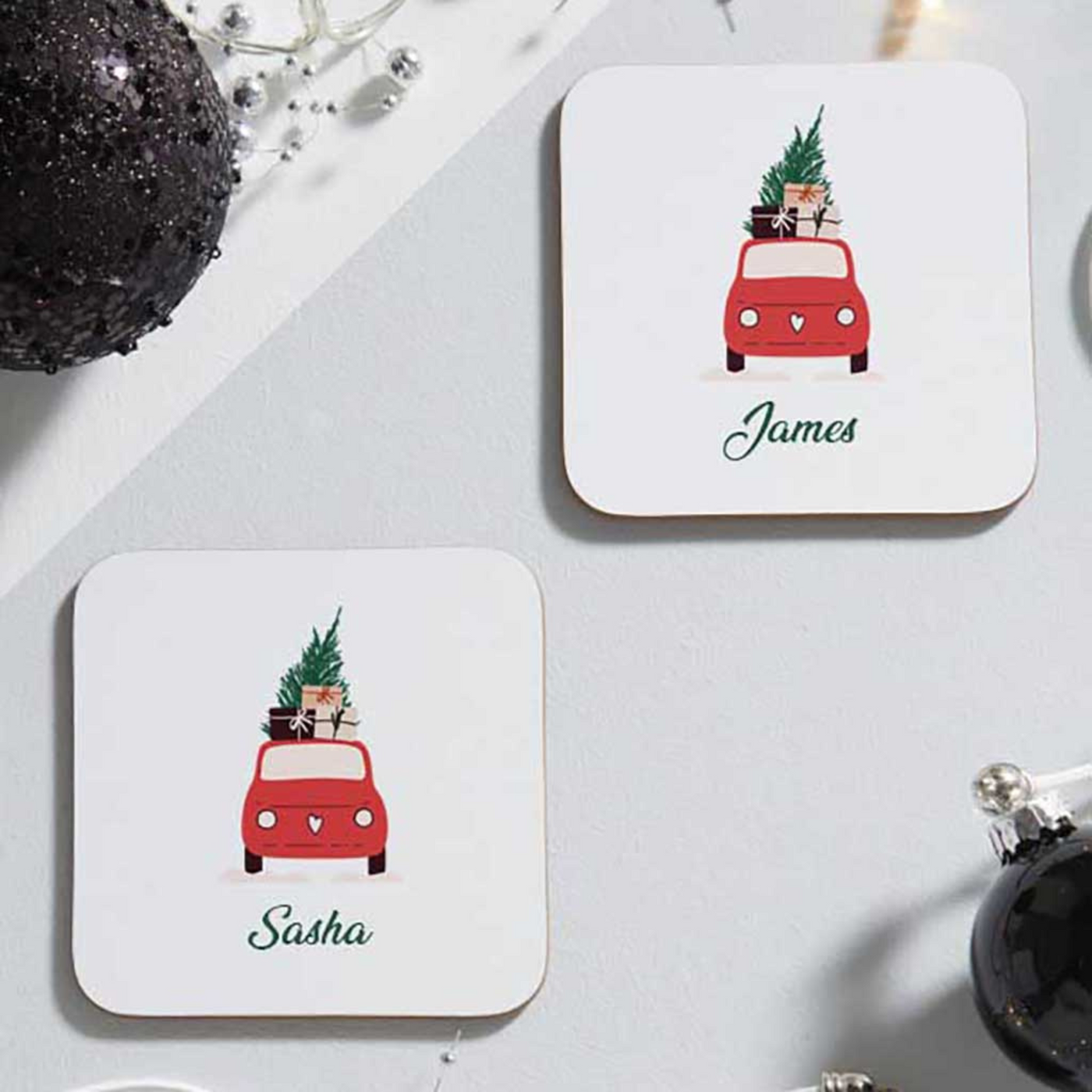 Personalised Coaster Set | Christmas Car