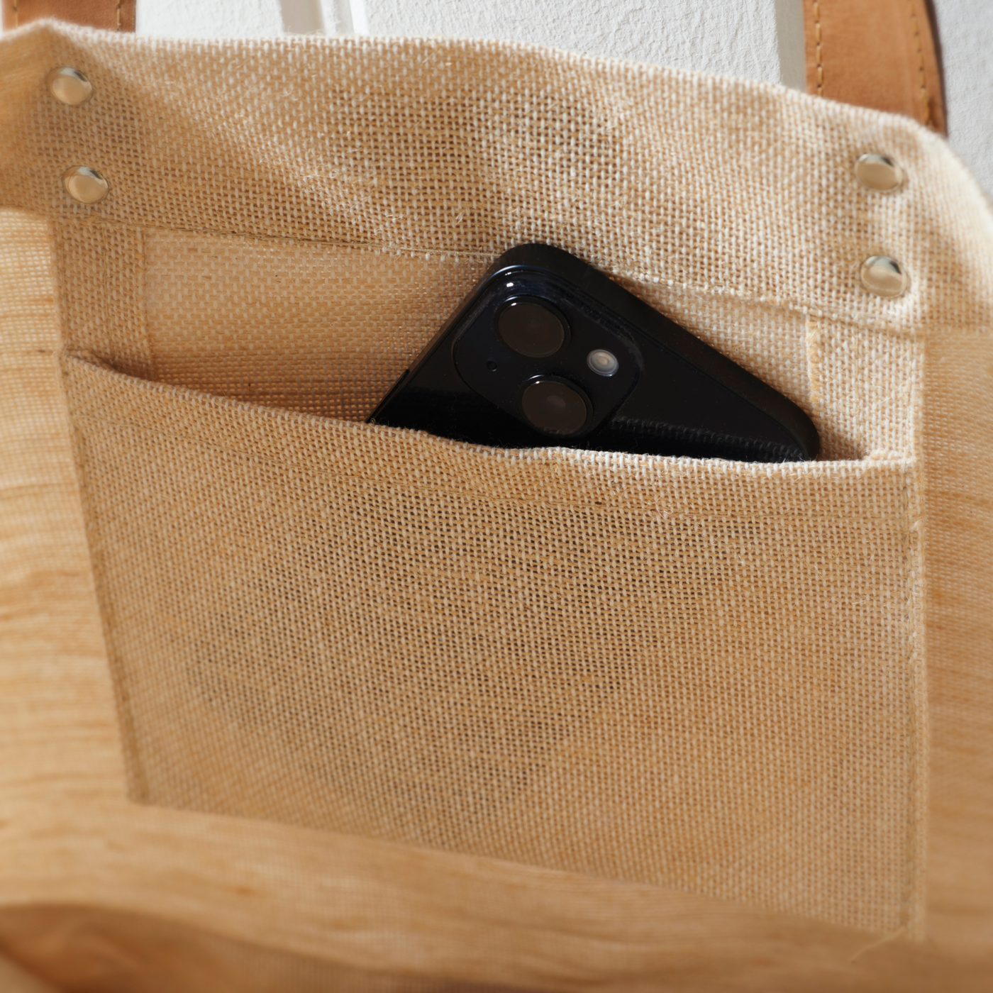 Jute Bag with Leather Patch
