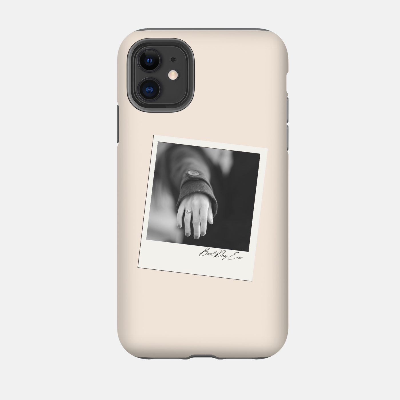 Personalised Phone Case | Engagement Polaroid in Vanilla
