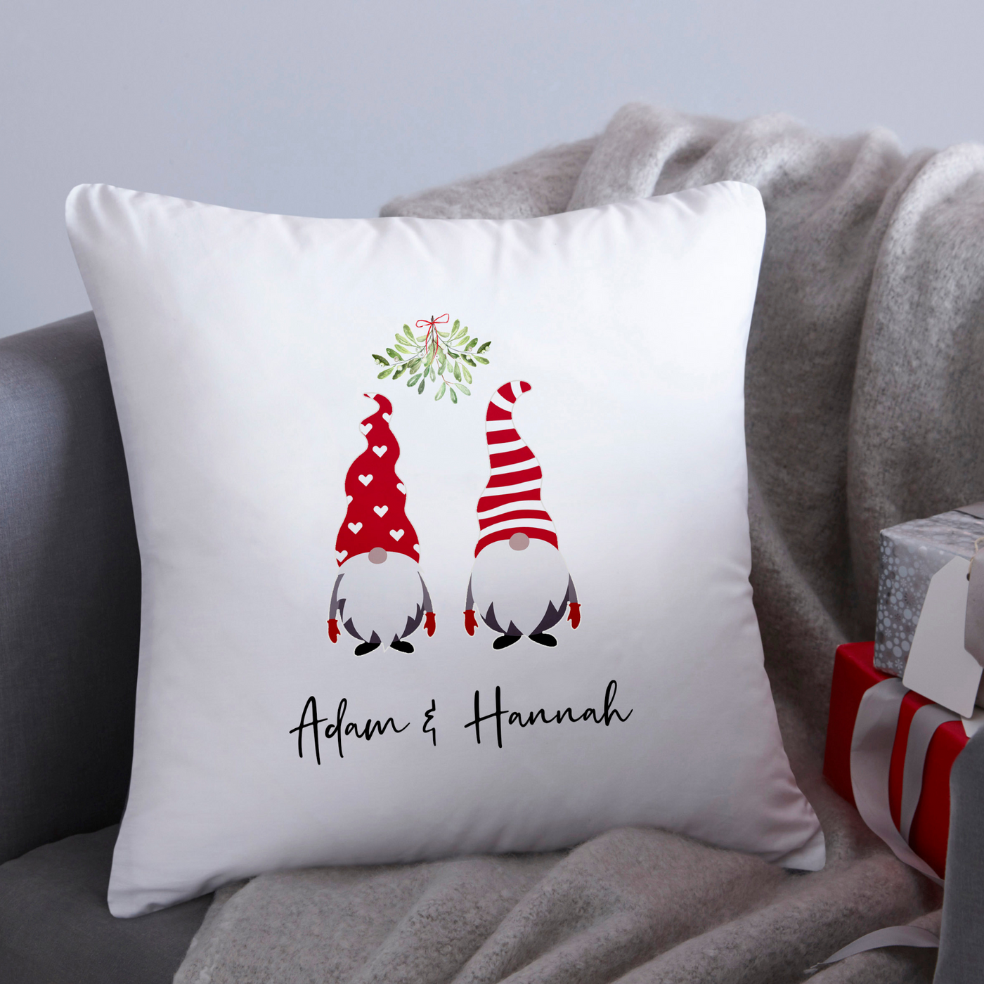 Mistletoe Gonk Personalised Cushion