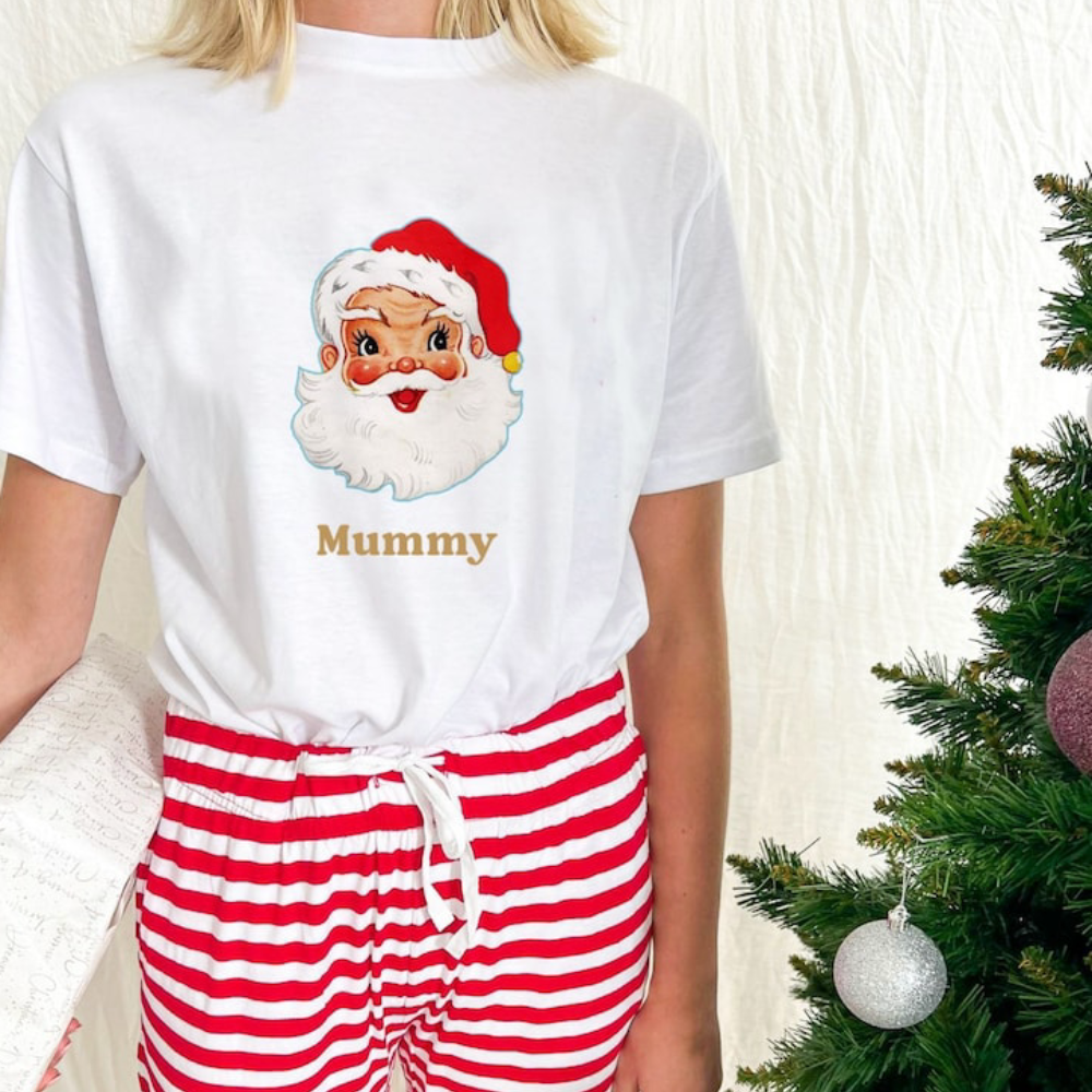 Retro Santa Personalised Christmas Pyjamas | Women