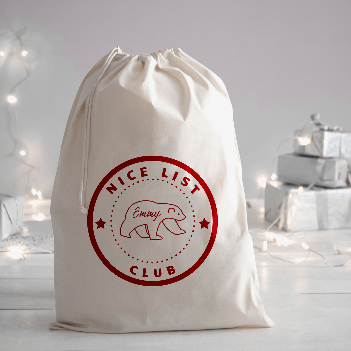 Personalised Santa Sack | Nice List Club in Natural