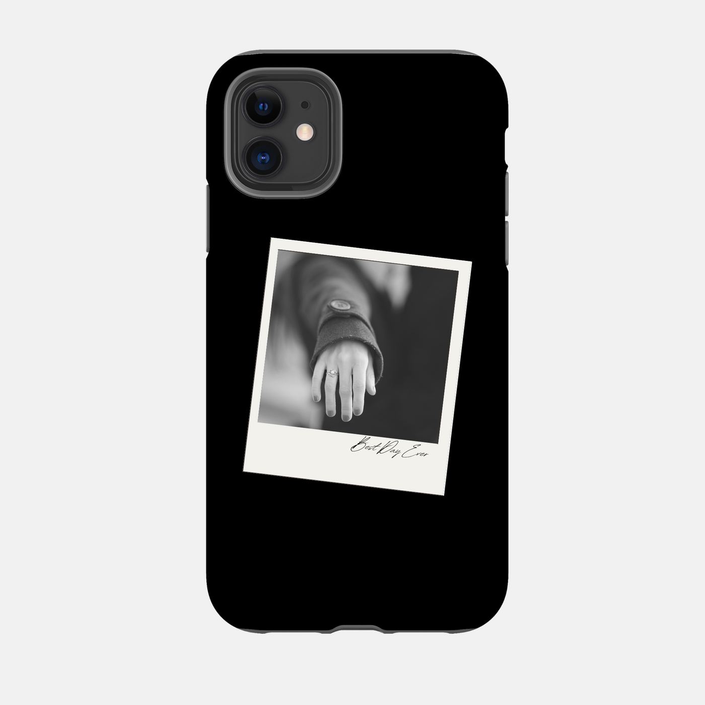 Personalised Phone Case | Engagement Polaroid in Black