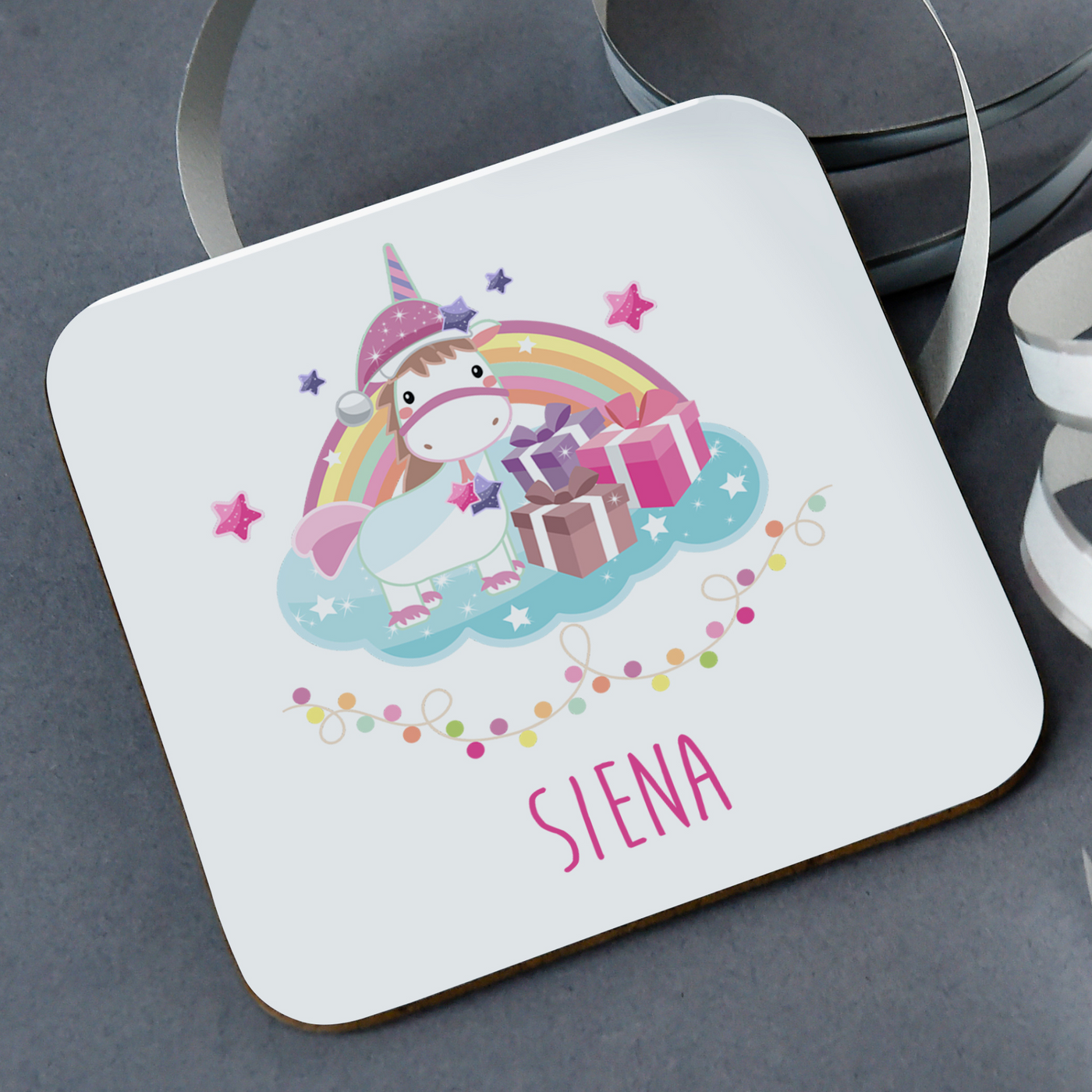 Personalised Coaster | Christmas Unicorn