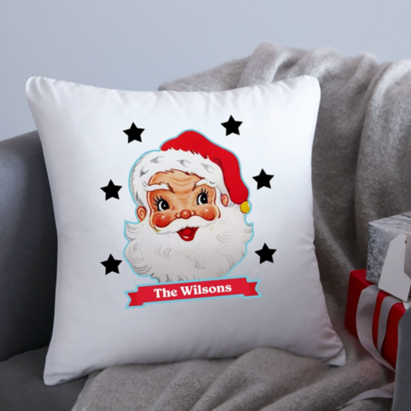 Retro Santa Personalised Cushion