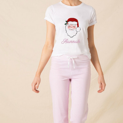 Pink Santa Personalised Christmas Pyjamas | Women