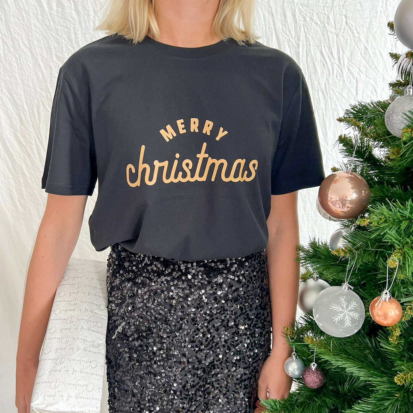 Merry Christmas T Shirt Black