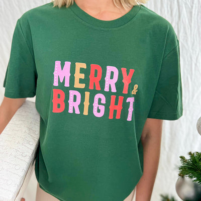 Merry & Bright Christmas T-Shirt | Green