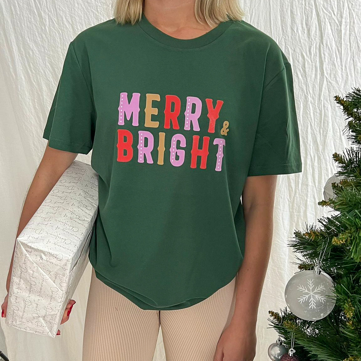 Merry & Bright Christmas T-Shirt | Green