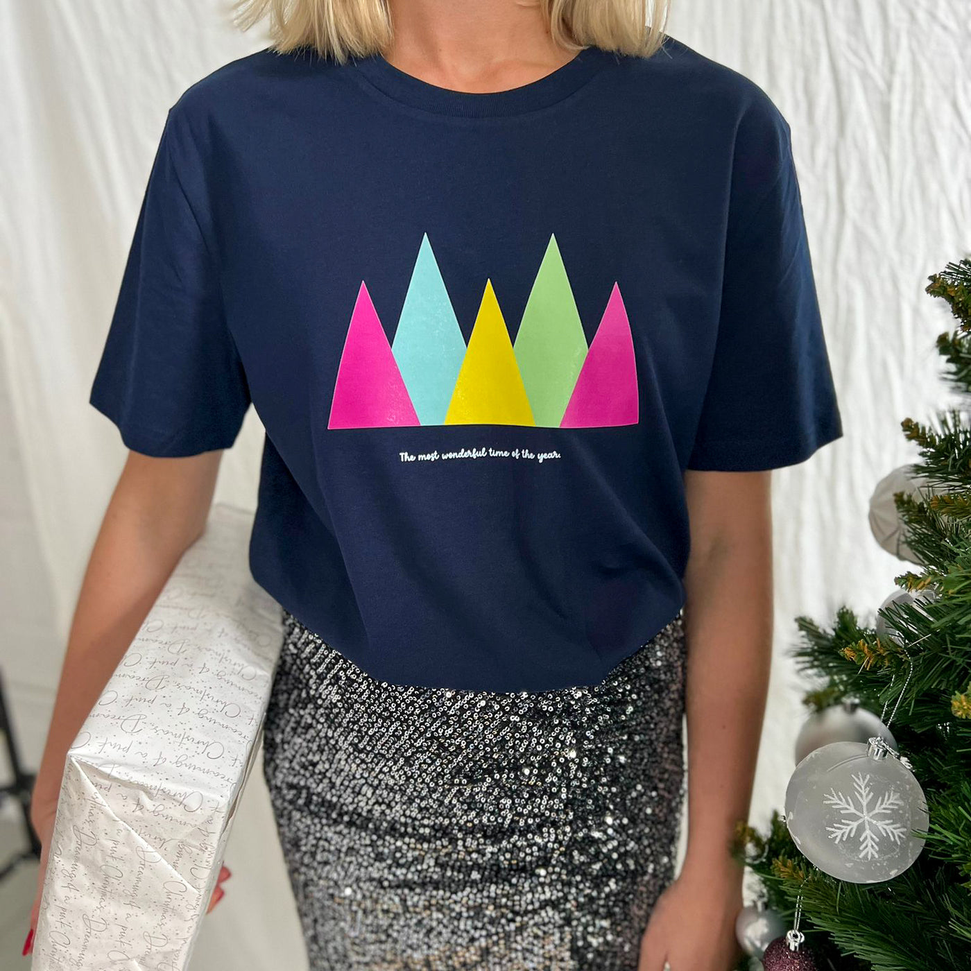 Bright Christmas Tree T-shirt | Navy
