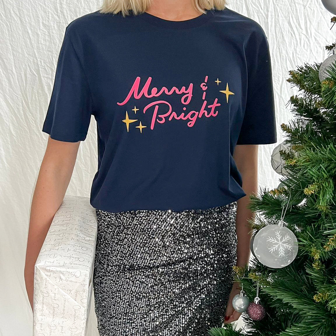 Merry and Bright T-Shirt | Navy