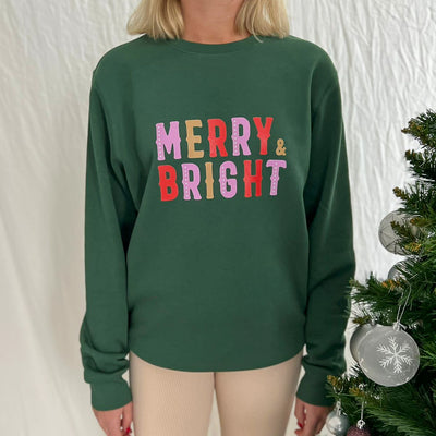 Merry & Bright Christmas Sweatshirt | Green