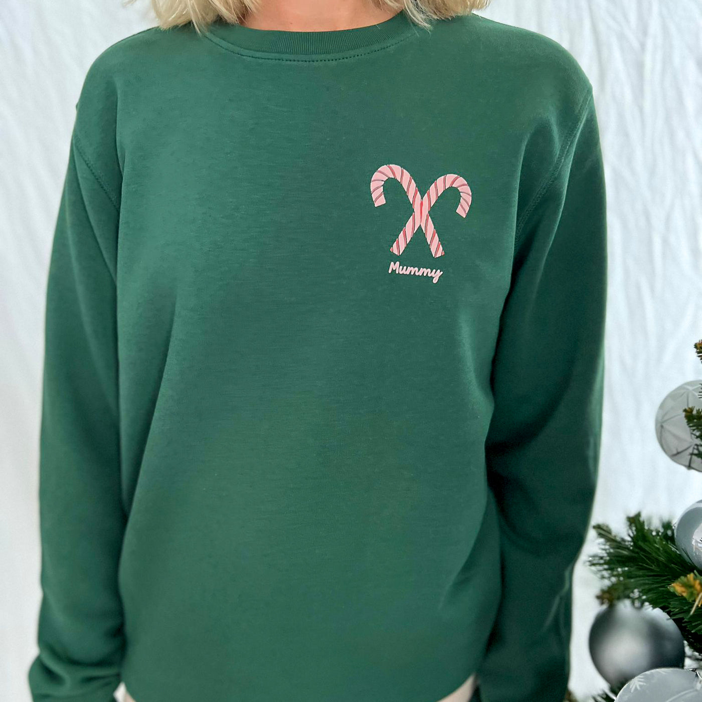 Candy Cane Personalised Christmas Sweatshirt | Green