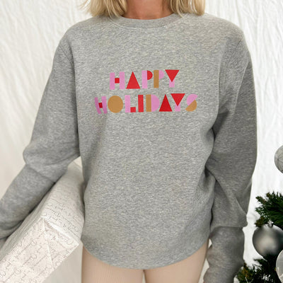 Happy Holidays Sweatshirt | Grey