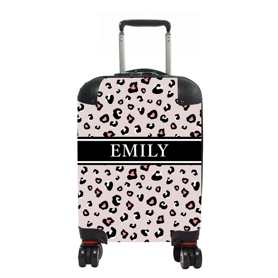 Kids Personalised Suitcase Leopard Print in Blush