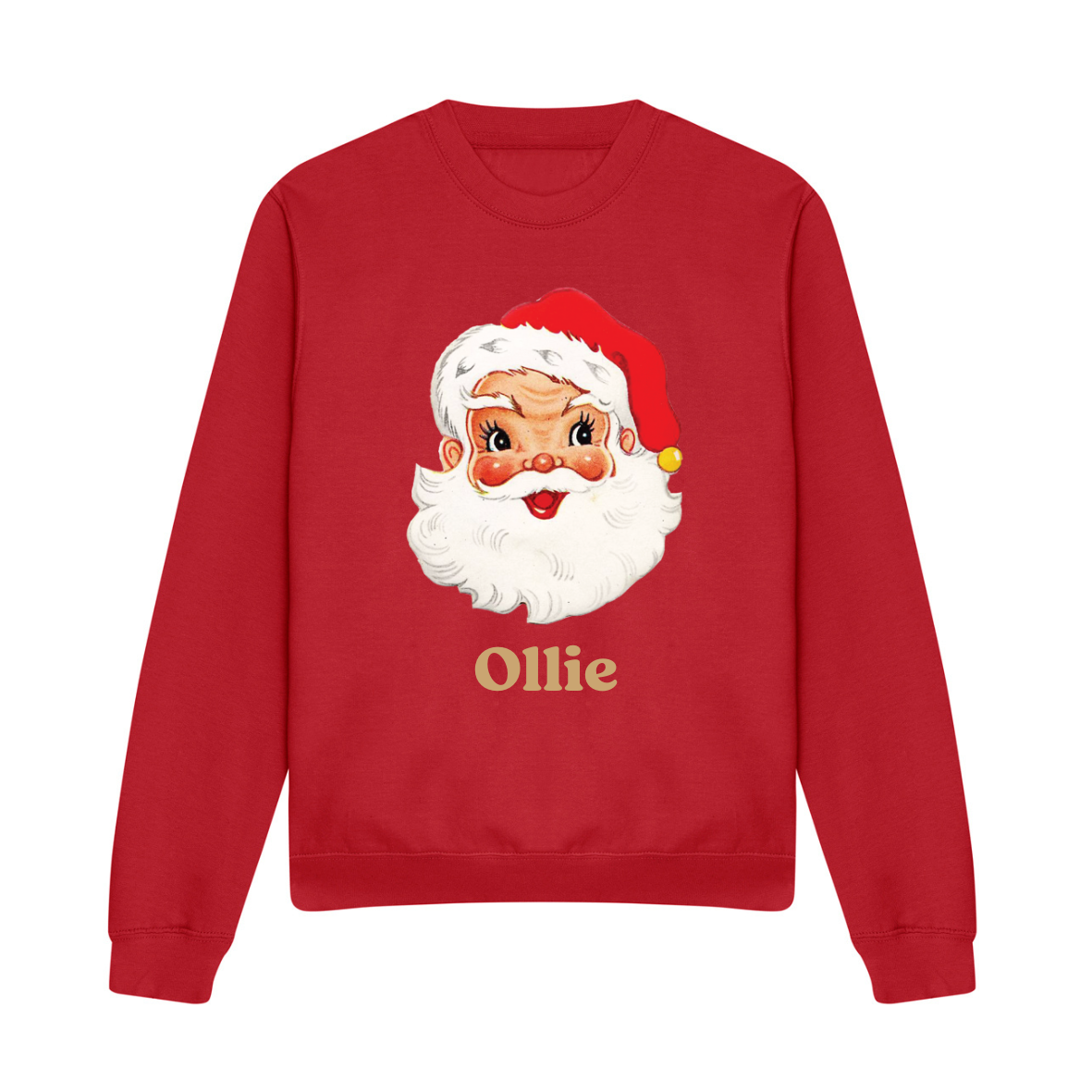 Kids Retro Santa Personalised Sweatshirt | Red
