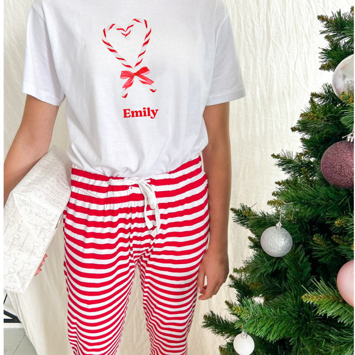 Candy Cane Personalised Christmas Pyjamas | Women