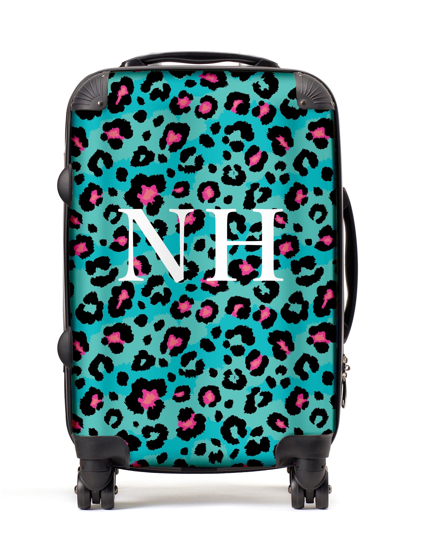 Personalised Suitcase | Leopard Print in Teal