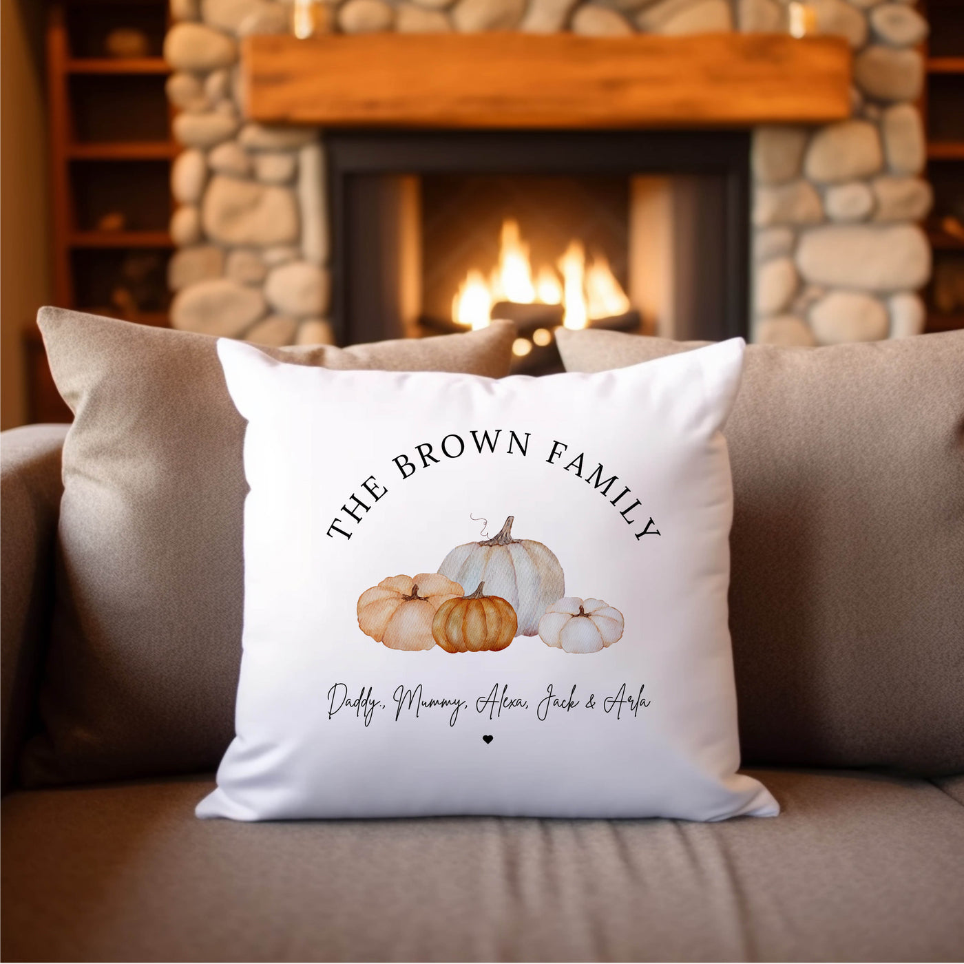 Watercolour Pumpkin Personalised Cushion