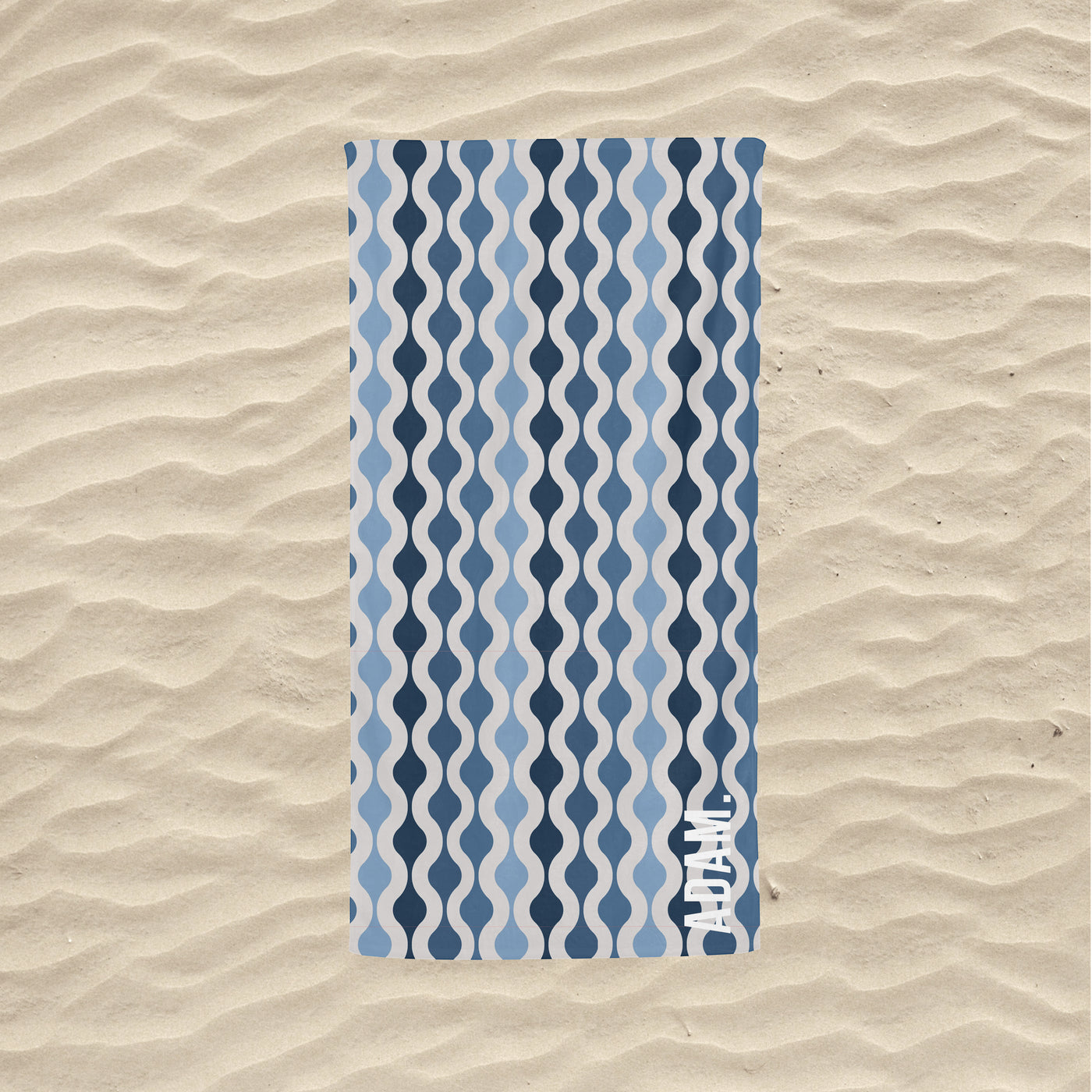 Personalised Towel | Wavy in Blue