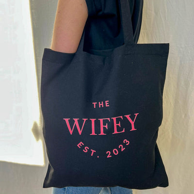 The Wifey Personalised Tote Bag | Black