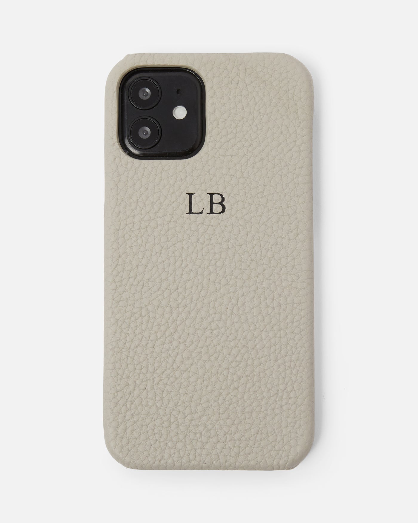 Pebble Leather Personalised Phone case | Stone and Black
