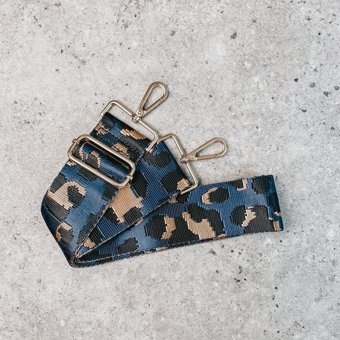 lapis blue leopard print interchangeable bag strap