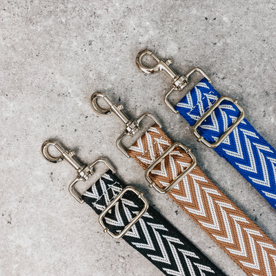 collection of interchangeable chevron bag straps