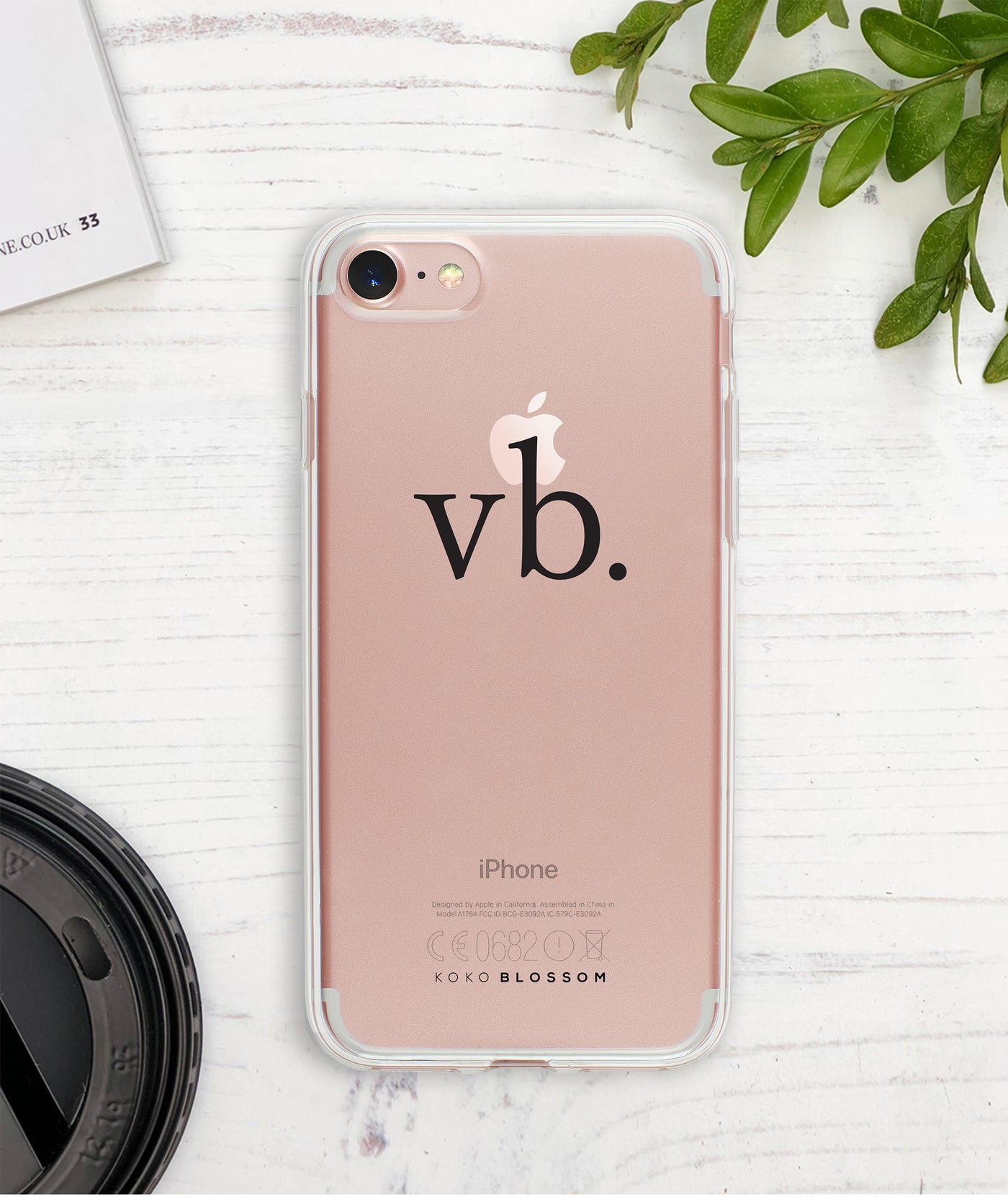 Monogram clear Phone Case with black initials 