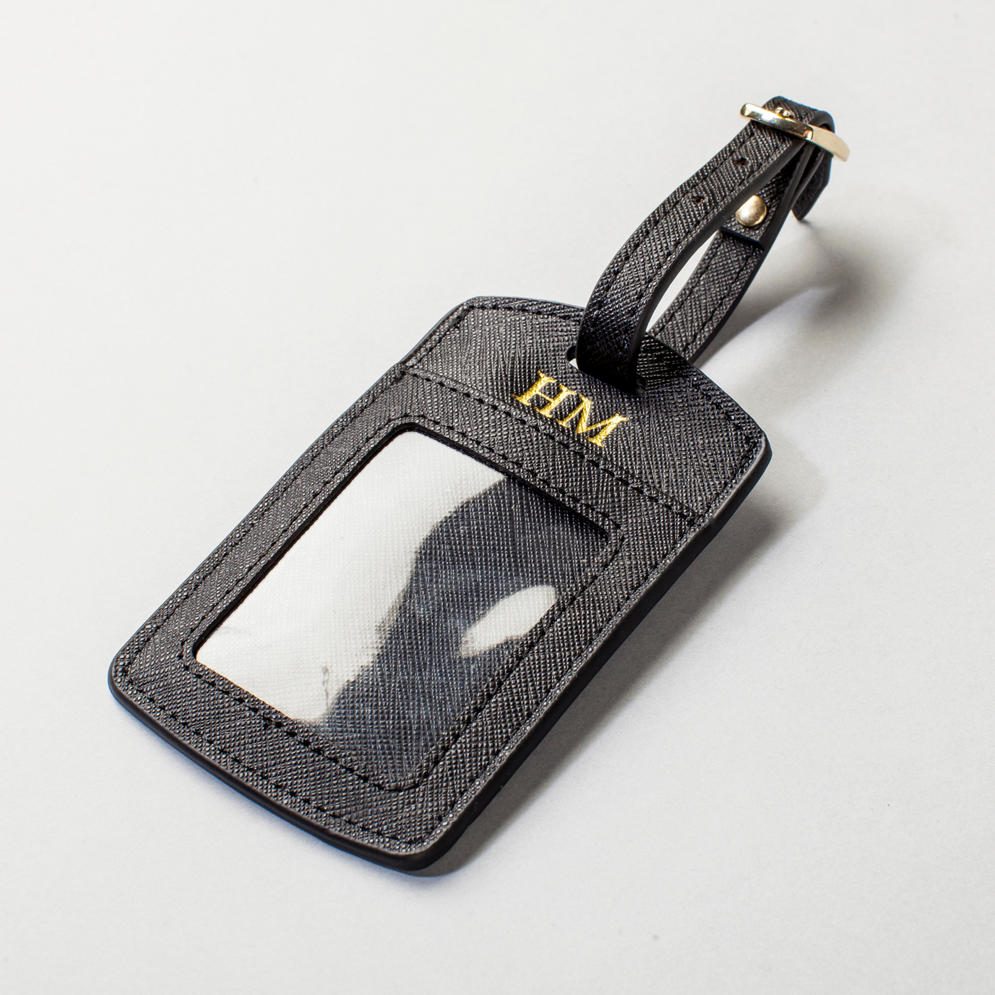 Personalised Luggage Tag | Black Saffiano Leather