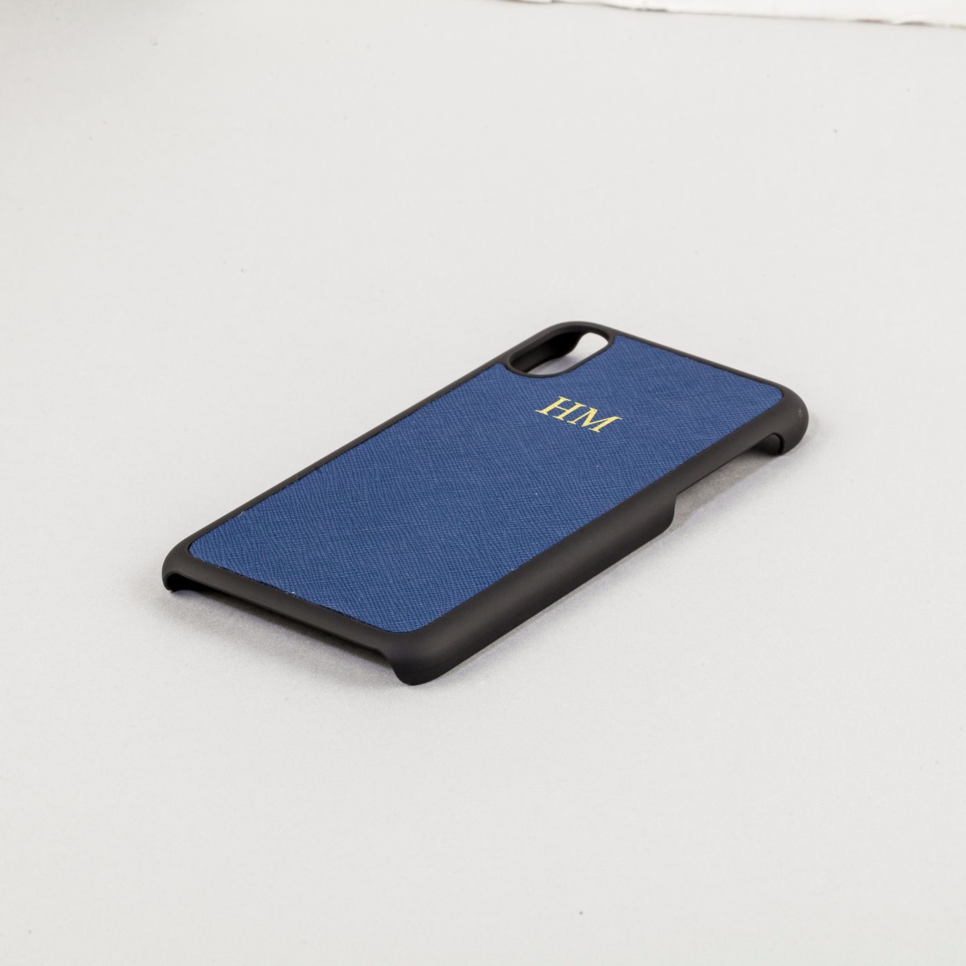 Personalised Saffiano Leather Phone Case | Navy Blue