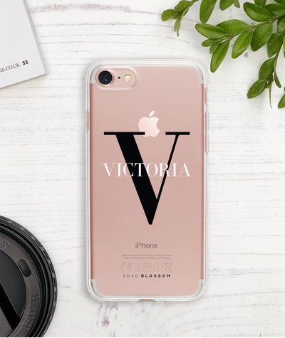 Clear Phone Case with large black  monogram