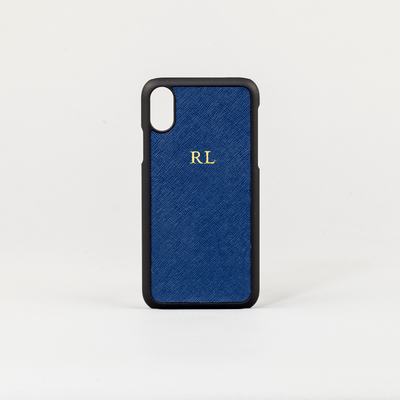 Personalised Saffiano Leather Phone Case | Navy Blue
